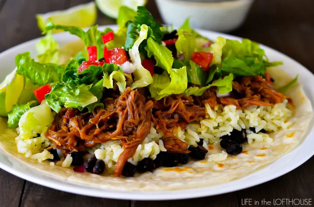 Costa Vida Sweet Pork Salads with Black Beans, Cilantro Lime Rice, Pico de Gallo, and Tomatillo Ranch Dressing
